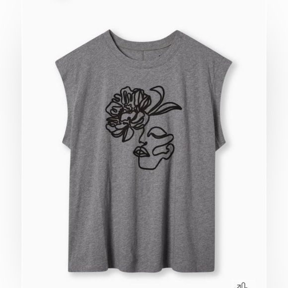 Graphic Relaxed Fit Vintage Cotton Jersey Crew Neck Dolman Tank - Picture 1 of 12